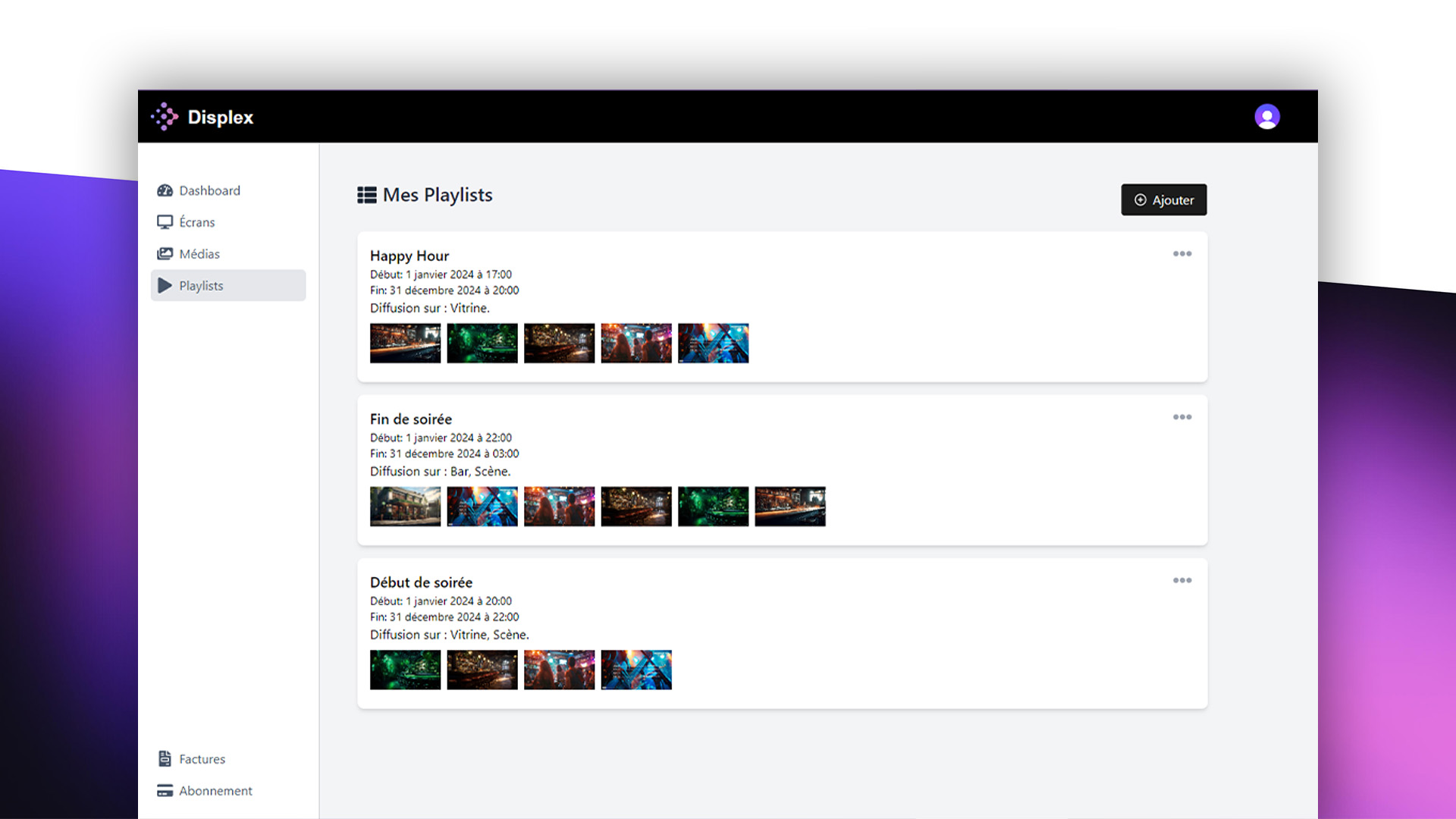 On-venue screen display step, content broadcast and synced